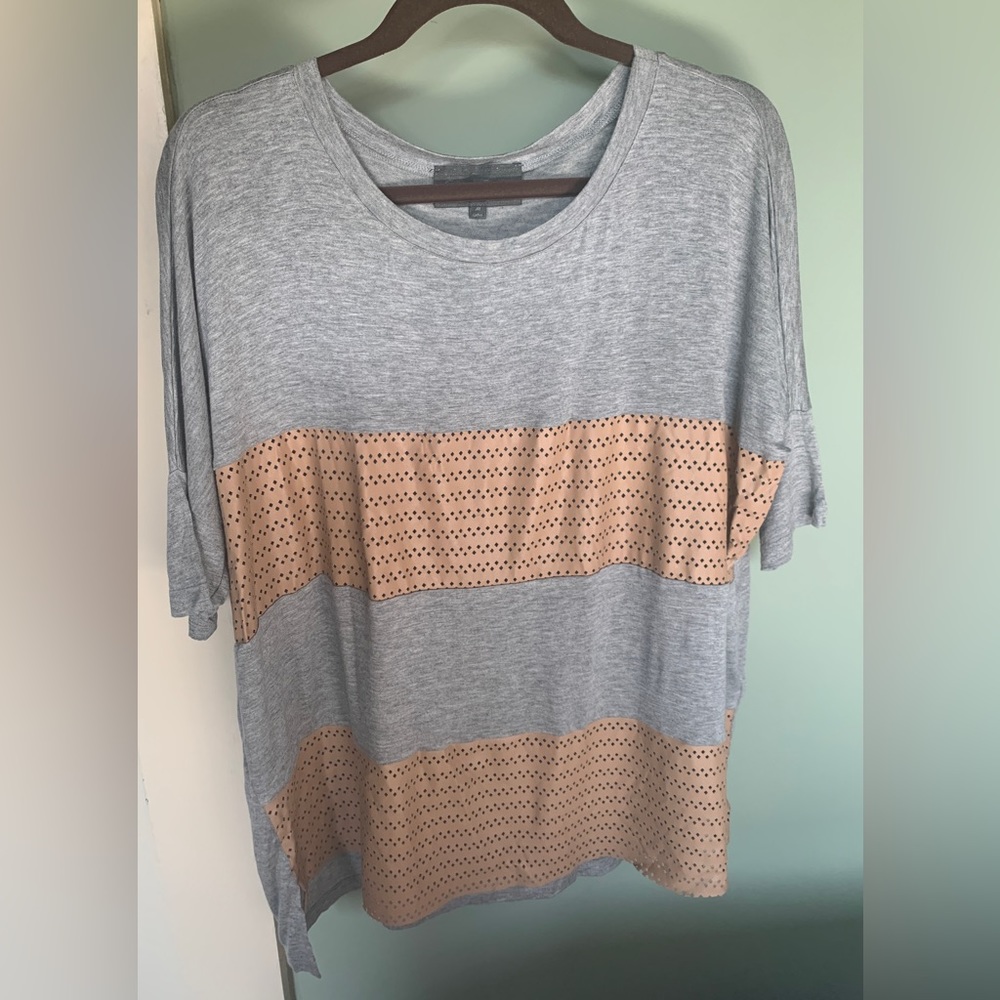Sunday in Brooklyn Anthropologie Vegan Leather Cutout T shirt size M